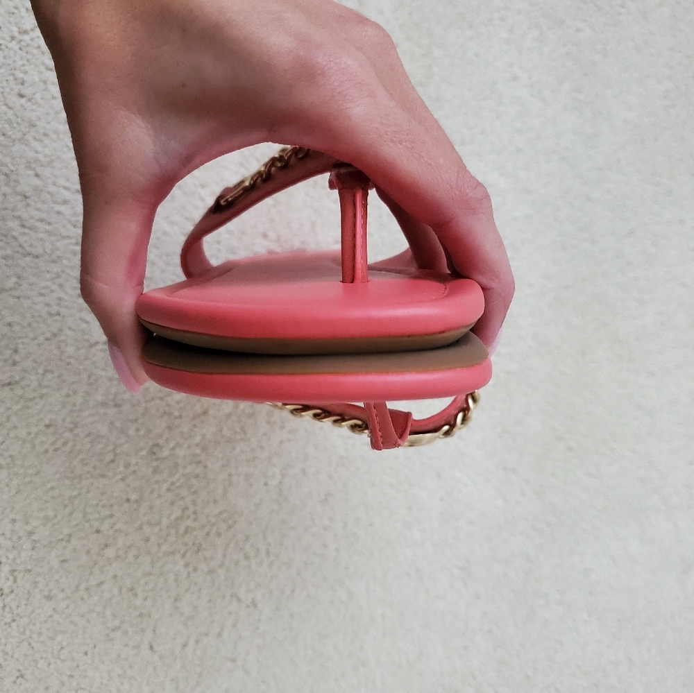 Coach Jaclyn Leather with Gold Sandals Coral sz6 - Picture 14 of 16